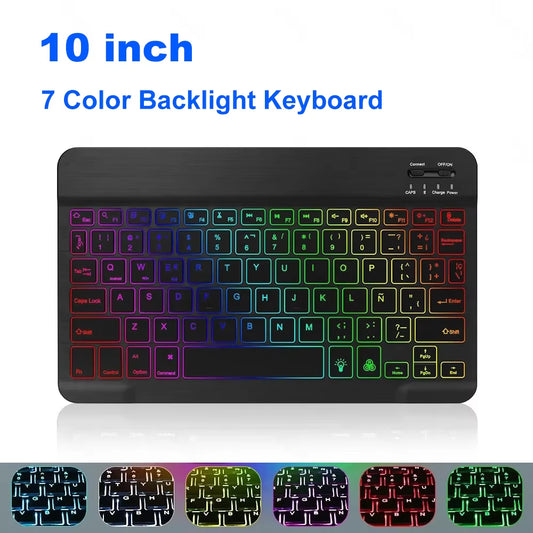 Compact 10-Inch Mini Bluetooth Wireless Keyboard with Multicolor Backlight and Touchpad for iOS, Android, and Windows Devices