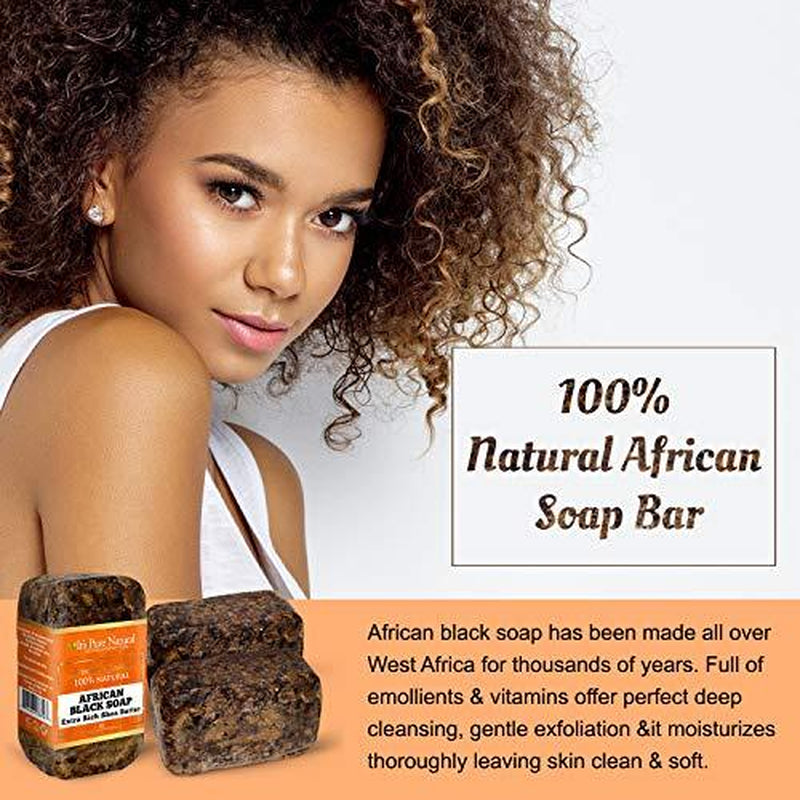 Experience the Ultimate Skin Transformation with It's Pure Natural African Black Soap Bars - Extra Rich Shea Butter (Pack of 3) - Organic Raw Soap for Radiant Skin & Hair