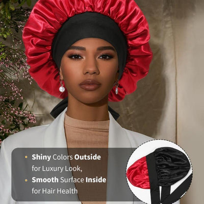 AWAYTR Luxurious Double Layer Satin Sleep Bonnet - Perfect Hair Care Cap for Curly Hair with Adjustable Elastic Tie