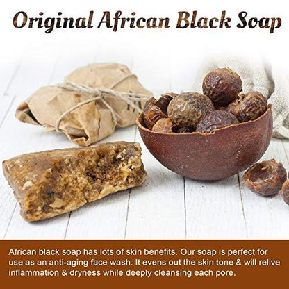 Experience the Ultimate Skin Transformation with It's Pure Natural African Black Soap Bars - Extra Rich Shea Butter (Pack of 3) - Organic Raw Soap for Radiant Skin & Hair